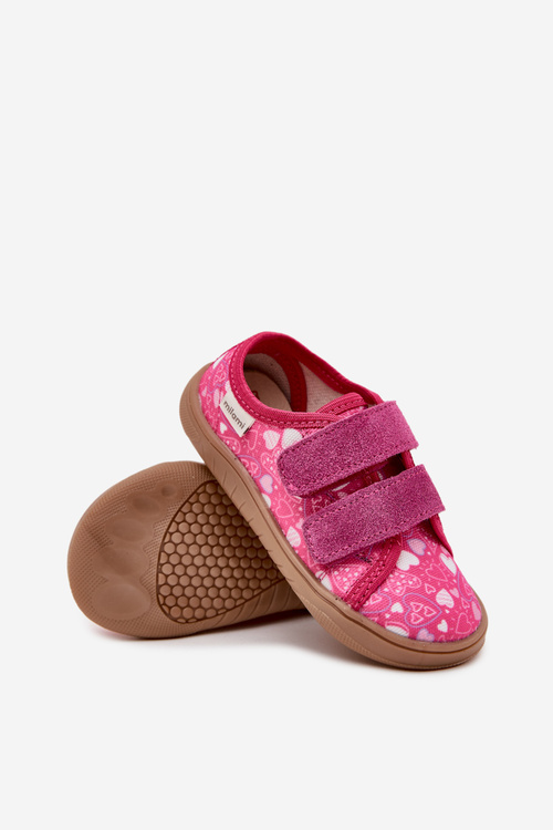 Kapcie Barefoot Dziewczęce W Serduszka Milami Fuksja Saphira