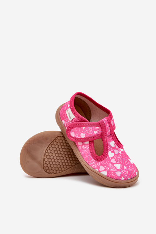 Kapcie Barefoot Dziewczęce W Serduszka Na Rzep Milami Fuksja Talirae