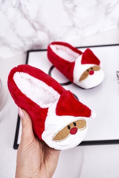 Świąteczne Dziecięce Papcie Z Mikołajem1 Czerwone Xmas