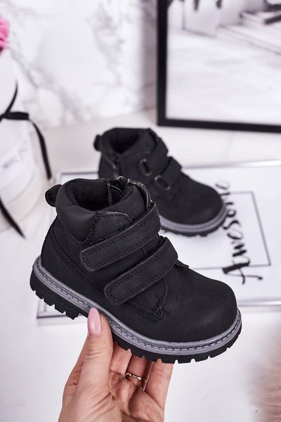 Dziecięce Traperki Na Rzepy Czarne Moa