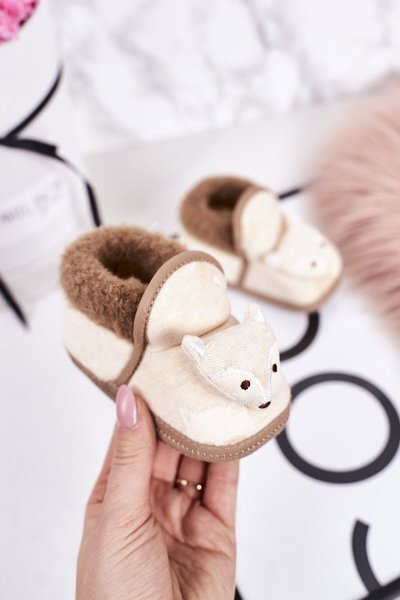 Dziecięce Papcie Na Gumce Z Liskiem Żółte Leo