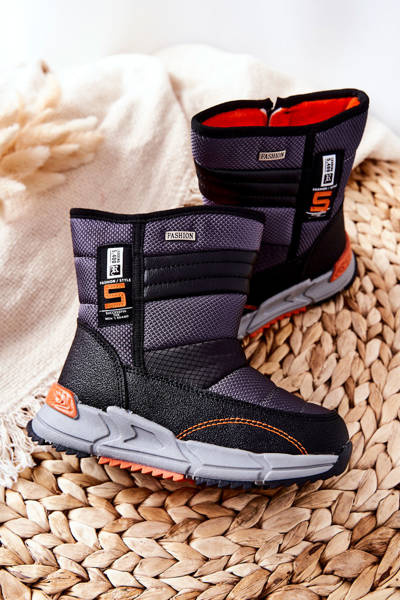 Dziecięce Ocieplane Wysokie Śniegowce Czarne Leoth