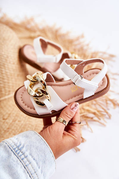 Dziecięce Sandały Na Rzepy Białe Layra