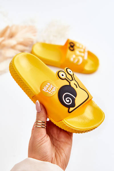 Lekkie Dziecięce Klapki Żółte Snail
