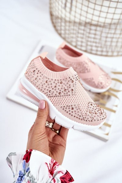 Obuwie Sportowe Dziecięce Z Cyrkoniami Różowe Linda