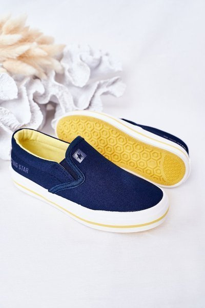 Dziecięce Wsuwane Tenisówki Slip-On Big Star HH374011 Granatowe