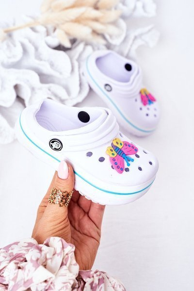 Dziecięce Piankowe Klapki Kroksy Białe Lazy Day