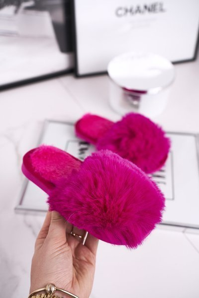 Dziecięce Papcie Klapki z Futerkiem Fuksja Snow Ball