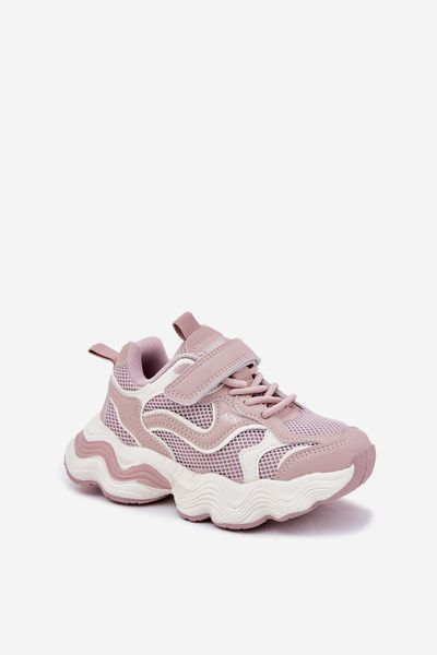 Sneakersy Dziecięce Na Grubej Podeszwie Różowe Lianees