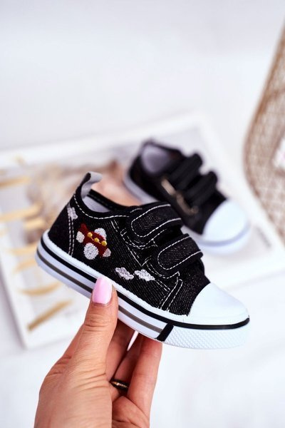 Tenisówki Dziecięce na Rzepy Czarne Nimalo