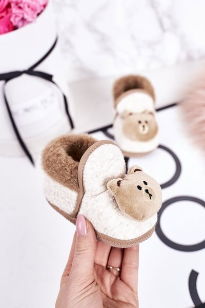 Dziecięce Papcie Na Gumce Z Misiem Brązowe Pooh