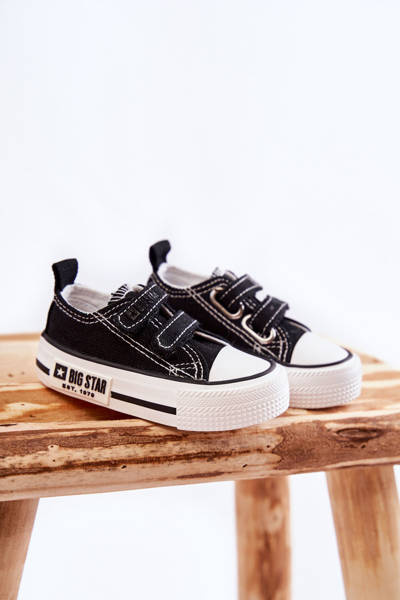 Dziecięce Materiałowe Trampki Na Rzep BIG STAR KK374080 Czarno-Białe
