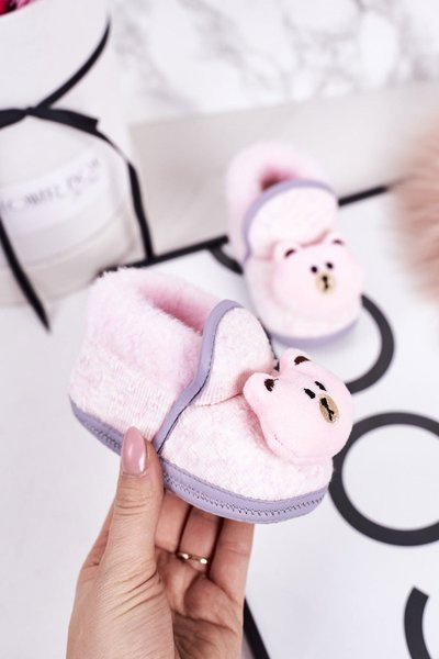 Dziecięce Papcie Na Gumce Z Misiem Różowe Pooh