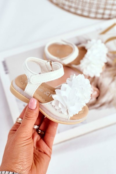 Dziecięce Sandałki Na Rzep Świecące Białe Milena