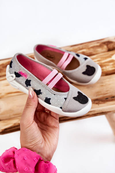 Papcie Baleriny Befado Kotek 116X302 Szare