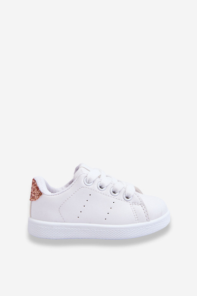 Dziecięce Buty Sportowe Biało-Różowo Złote Glossy