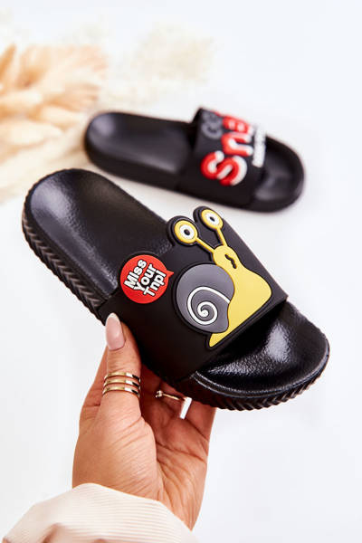 Lekkie Dziecięce Klapki Czarne Snail