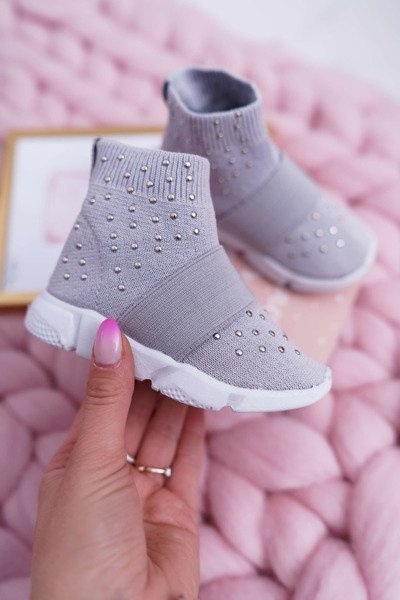 Dziecięce Młodzieżowe Obuwie Sportowe Wsuwane Szare Delma