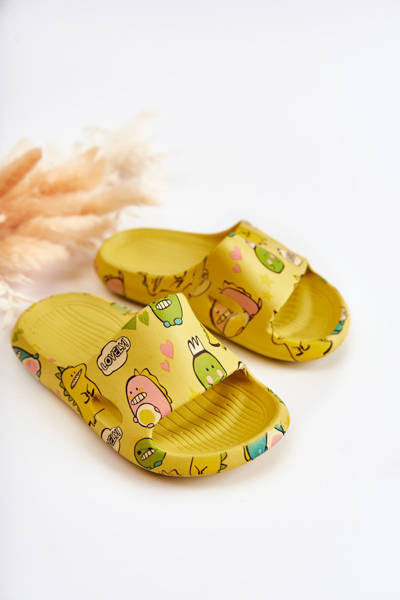 Lekkie Dziecięce Klapki Dinozaury Żółte Astro