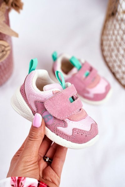 Sportowe Buty Dziecięce na Rzep Zamszowe Różowe Malbred