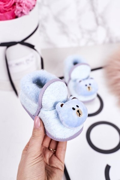 Dziecięce Papcie Na Gumce Z Misiem Niebieskie Pooh