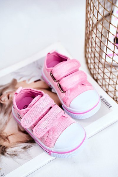 Tenisówki Dziecięce na Rzepy Różowe Junalo