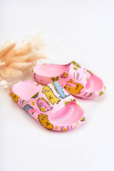 Lekkie Dziecięce Klapki Dinozaury Różowe Astro
