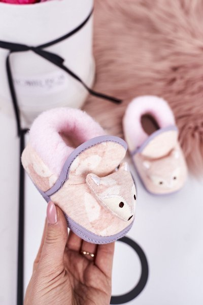 Dziecięce Papcie Na Gumce Z Liskiem Różowe Leo